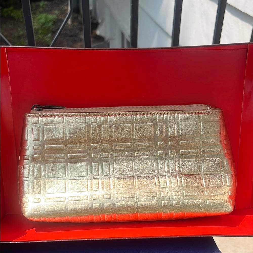 Burberry Gold Textured Clutch